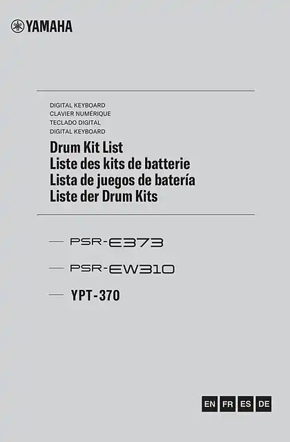 yamaha雅马哈PSR-E373_YPT-370_PSR-EW310 Drum Kit List